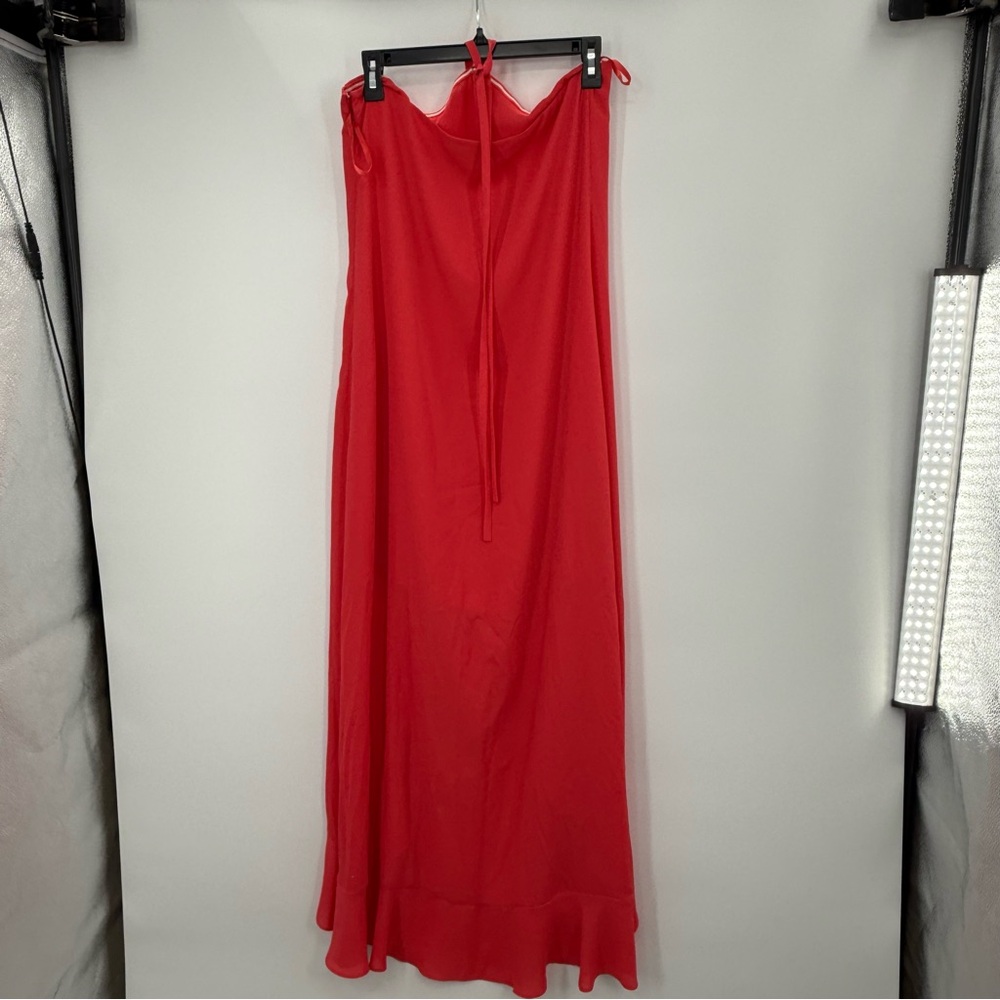 corey lynn calter asymmetrical dress ruffle red pink tube midi size 4 - Picture 6 of 8